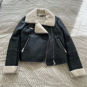 BLANK NYC Shearling & Faux Leather Moto Jacket